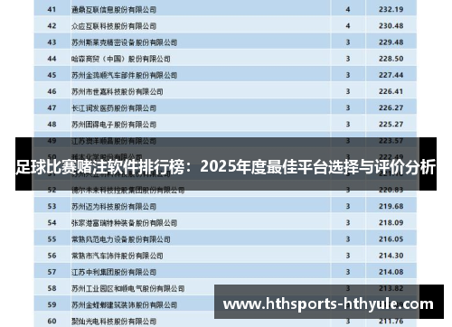 足球比赛赌注软件排行榜：2025年度最佳平台选择与评价分析